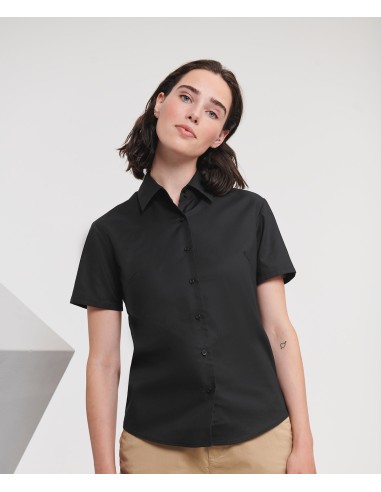 RUS-0R933F0-Ladies' Short Sleeve Tailored Oxford Shirt